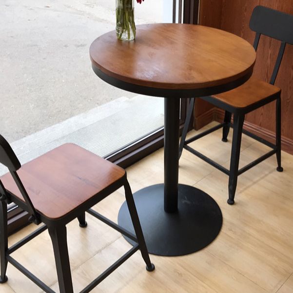 Industrial Style Black Iron Bar Table Brown Wood Top Bistro Table for Cafe Clearhalo 'Bar Furniture' 'Bar Tables' 'bar_tables' 'furn' 'furn_bar_tables' 'Furniture' 'furniture_bar_tables' 'Kitchen & Dining Furniture' 'kitchen&dining_furn' 'kitchen' 1200x1200_12606771-291c-4de1-b966-ee720e3de9f2