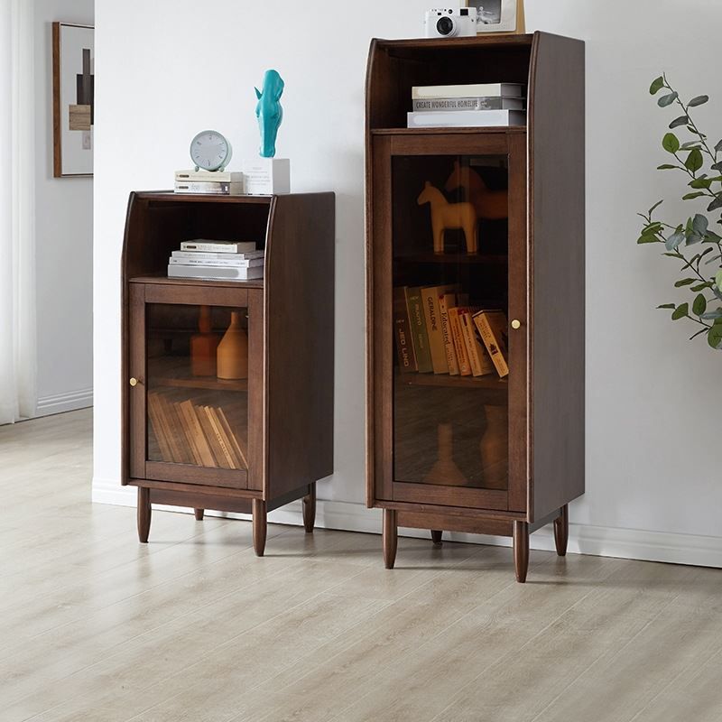 17.7 "brede massief houten accentkast 1 - plank en 1 - deurglas in paned borst