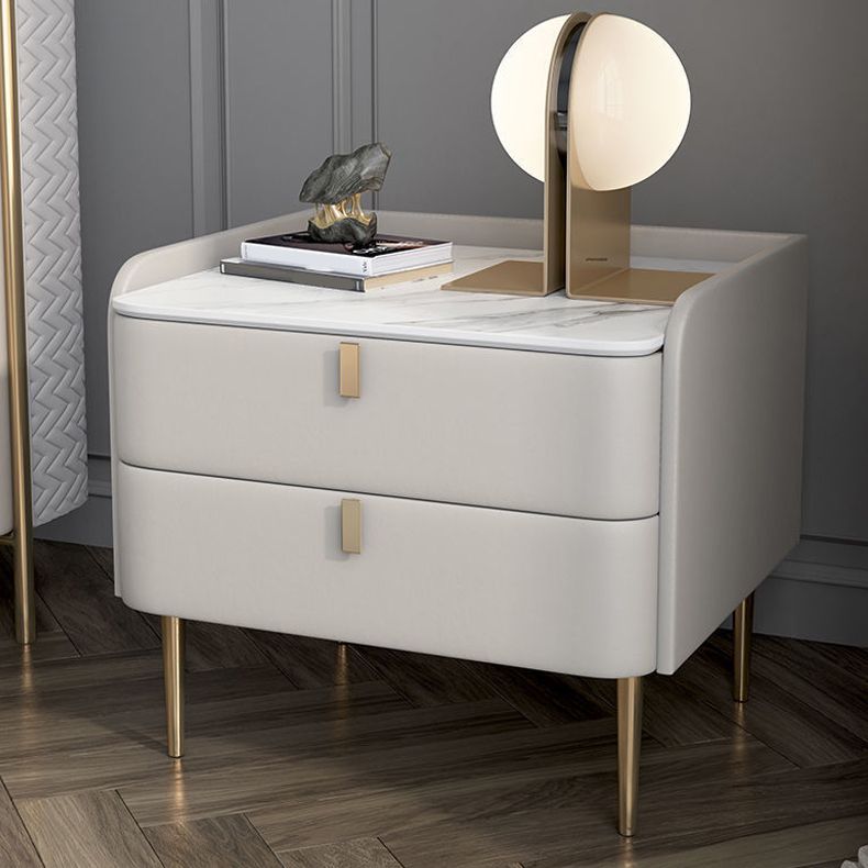 Les jambes de chevet de lit en pierre incluent la table de nuit avec 2 tiroirs