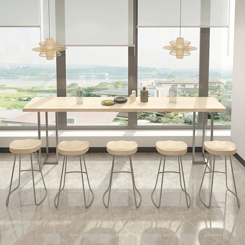 Rectangular Solid Wood Bar Table Set 1/5/6 Pieces Counter Table with Backless Stools Clearhalo 'Bar Furniture' 'furn' 'furn_home_bar_bar_sets' 'Furniture' 'Home Bars & Bar Sets' 'home_bar_bar_sets' 'Kitchen & Dining Furniture' 1200x1200_12620364-43ba-4945-801a-b71501ebe303