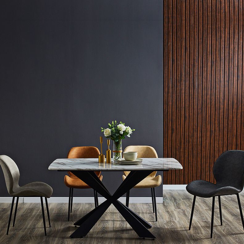 Home Scandinavian Side Chair Solid Back Metal Upholstered Dining Room Chair Clearhalo ' kitchen&dining_furn' 'Dining Chairs' 'Dining Tables & Seating' 'dining_chair' 'furn' 'furn_dining_chair' 'Furniture' 'furniture_dining_chair' 'Kitchen & Dining Furniture' 'kitchen' 1200x1200_12624f21-abd5-49e7-bedd-072af93d2fb0