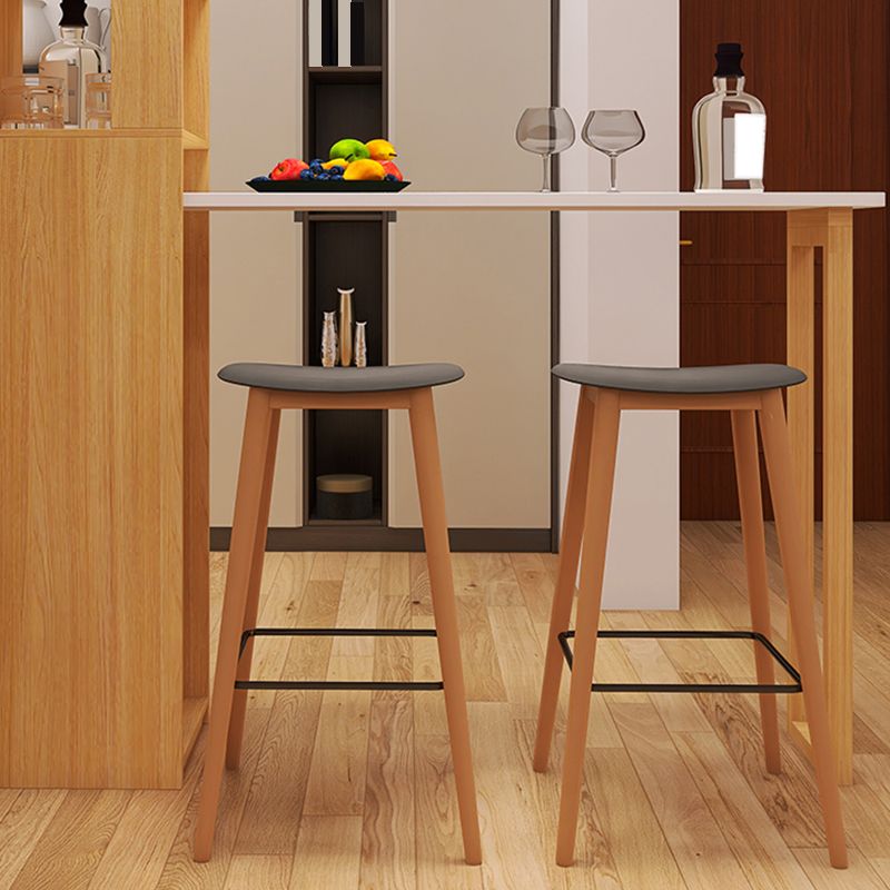 Contemporary 29.9-inch Backless Bar Stool with Solid Wood Base