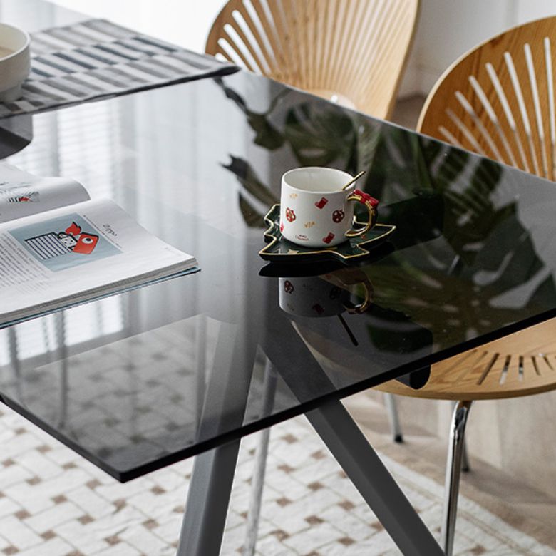 Simplicity Style Rectangle Glass Dining Site Table with 4-foot Clearhalo 'Dining Tables & Seating' 'Dining Tables' 'dining_table' 'furn' 'furn_dining_table' 'Furniture' 'Kitchen & Dining Furniture' 1200x1200_1263338b-d33e-42f9-a829-c238c60ce3c6