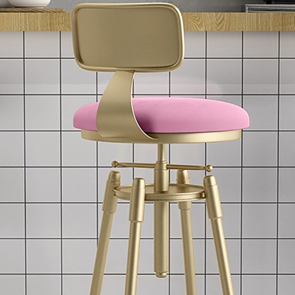 Glam Liftable Rotatable Counter Stool Iron Cafe Bar Stool with Cushion and Pedal Clearhalo 'Bar Furniture' 'Bar Stools' 'bar_stools' 'furn' 'furn_bar_stools' 'Furniture' 'furniture_bar_stools' 'Kitchen & Dining Furniture' 1200x1200_12643cc4-1880-4a33-8f02-fad67ba94ef4