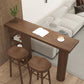 Brown Pine Wood Rectangle Bar Table with Storage for Living Room