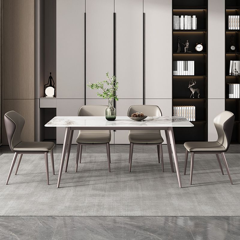 Modern 1/3/4/5/7 Pieces Dinette Set with White Sintered Stone Rectangle ...