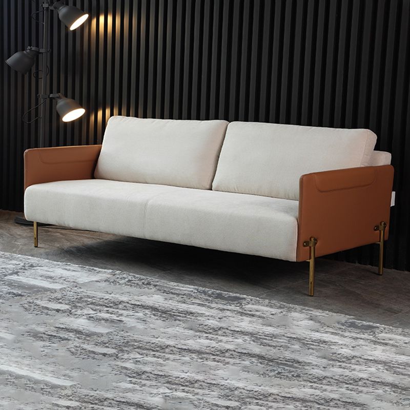 Contemporary Square Arm Cushions Leather and Cotton Blend Settee Couch Clearhalo 'furn' 'furn_sofas' 'Furniture' 'furniture_sofas' 'Living Room Furniture' 'Sofa' 'sofas' 1200x1200_12684e7f-9b55-4e37-99fc-035660d5a3e5