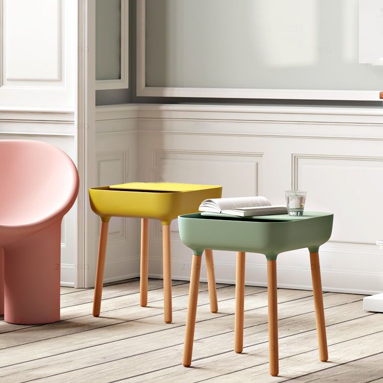 Square Accent Side Table Solid Wood 4 Legs Side End Snack Table with Shelf Clearhalo 'Coffee & Accent Tables' 'End & Side Tables' 'end_side_tables' 'furn' 'furn_end_side_tables' 'Furniture' 'Living Room Furniture' 1200x1200_12689c22-219e-46be-b526-a43f344fca1b