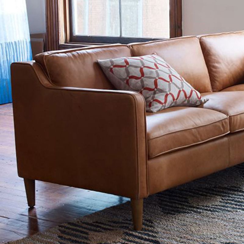 Canapé de bras carré arrière en vrac canapé en faux cuir stationnaire avec coussins