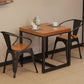 Mesa de comedor superior de madera maciza Mesa cuadrada industrial con base de caballete de hierro negro