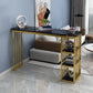 Faux Marble Counter Height Bar Table Glam Metal Base Counter Wine Table