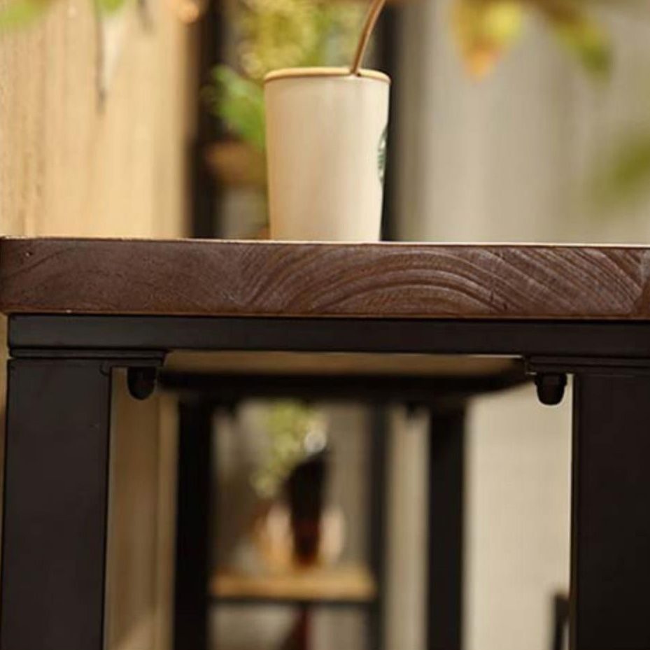 Bartafel met houten blad, moderne eettafel met metalen onderstel voor koffiekamer
