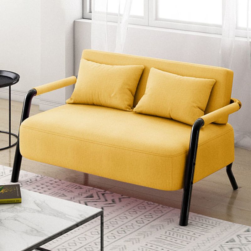 Divano contemporaneo con 2 cuscini di divano nero a braccio quadrato standard