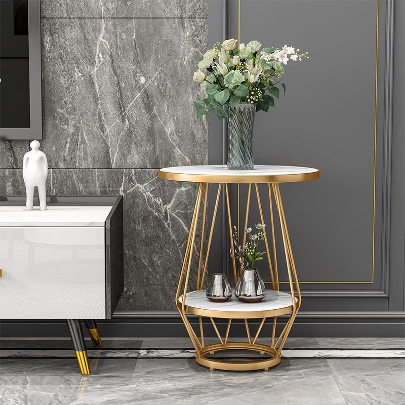 Modern Round Side Table 24.4-inch Gold/Black Metal Frame End Table Clearhalo 'Coffee & Accent Tables' 'End & Side Tables' 'end_side_tables' 'furn' 'furn_end_side_tables' 'Furniture' 'Living Room Furniture' 1200x1200_126fc8fb-721f-44eb-bff4-9f5c1e7260e3