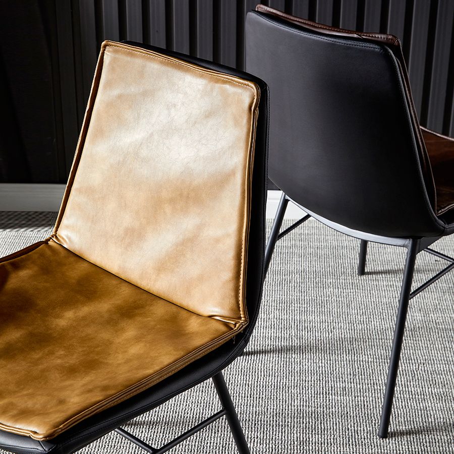 Industrial Style Leather Dining Chairs Solid Back Armless Side Chairs (Set of 2) Clearhalo ' kitchen&dining_furn' 'Dining Chairs' 'Dining Tables & Seating' 'dining_chair' 'furn' 'furn_dining_chair' 'Furniture' 'furniture_dining_chair' 'Kitchen & Dining Furniture' 'kitchen' 1200x1200_12713ade-3616-4ba7-ac97-9ff4848a3d02