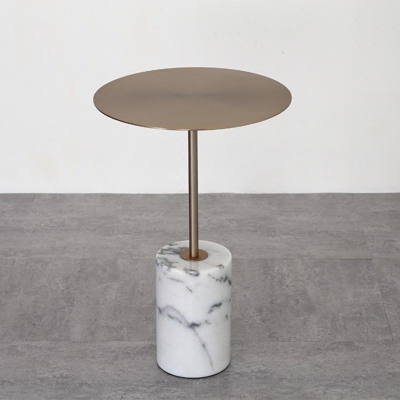 ミッドセンチュリーエンドテーブル台座丸いソファメタルアクセントサイドテーブル