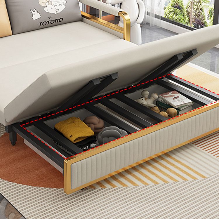 Glam Faux leather Sleeper Sofa Creamy-white 32.67" Wide Sofa Bed