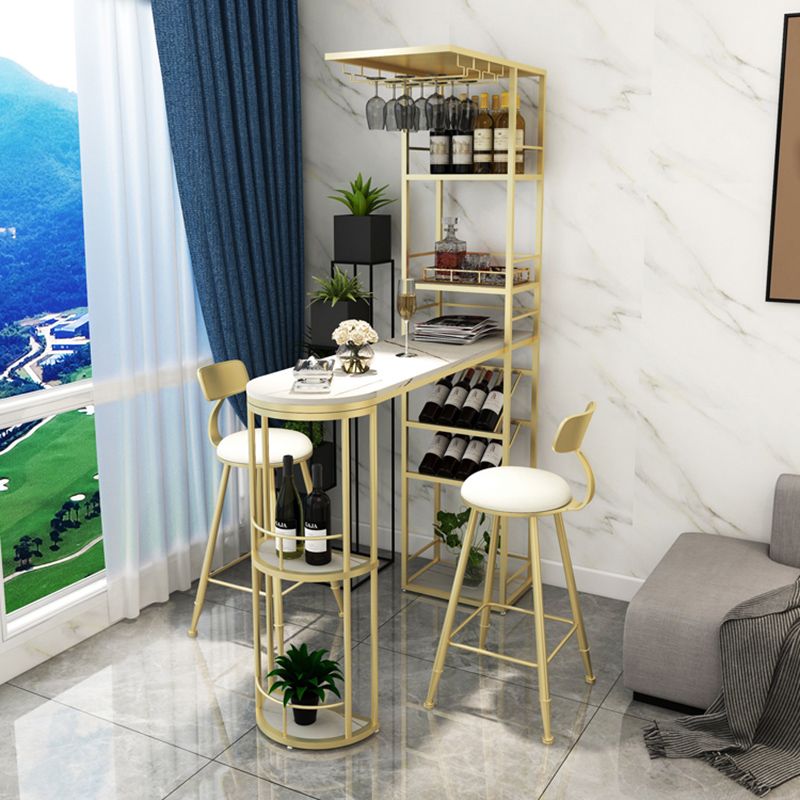 Metal Storage Base Bar Table Modern Stone Bar Table with Wine Rack and Wine Glass Holders Clearhalo 'Bar Furniture' 'Bar Tables' 'bar_tables' 'furn' 'furn_bar_tables' 'Furniture' 'Kitchen & Dining Furniture' 1200x1200_127c09ff-38cb-4c99-b66e-bd90c5c76bf7