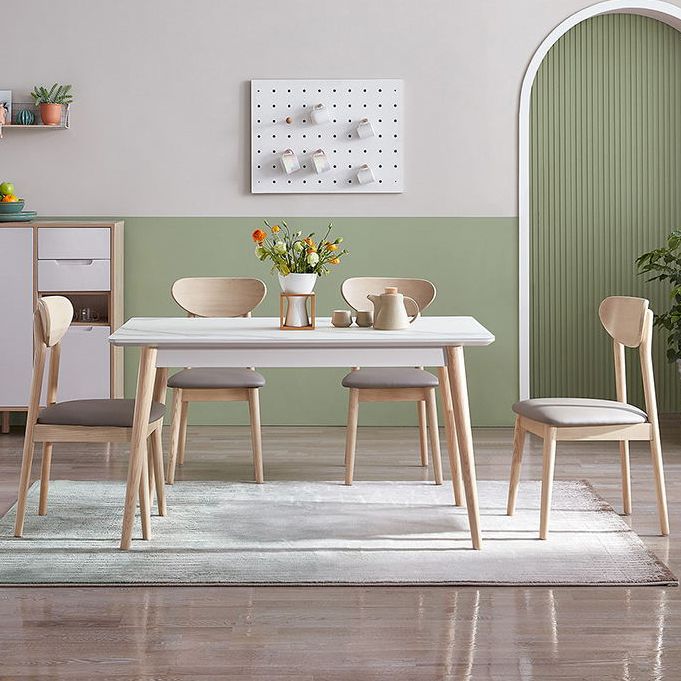 2/5/7 Pieces Modern Rectangle Glass Top Wooden Frame Dining Set for Home