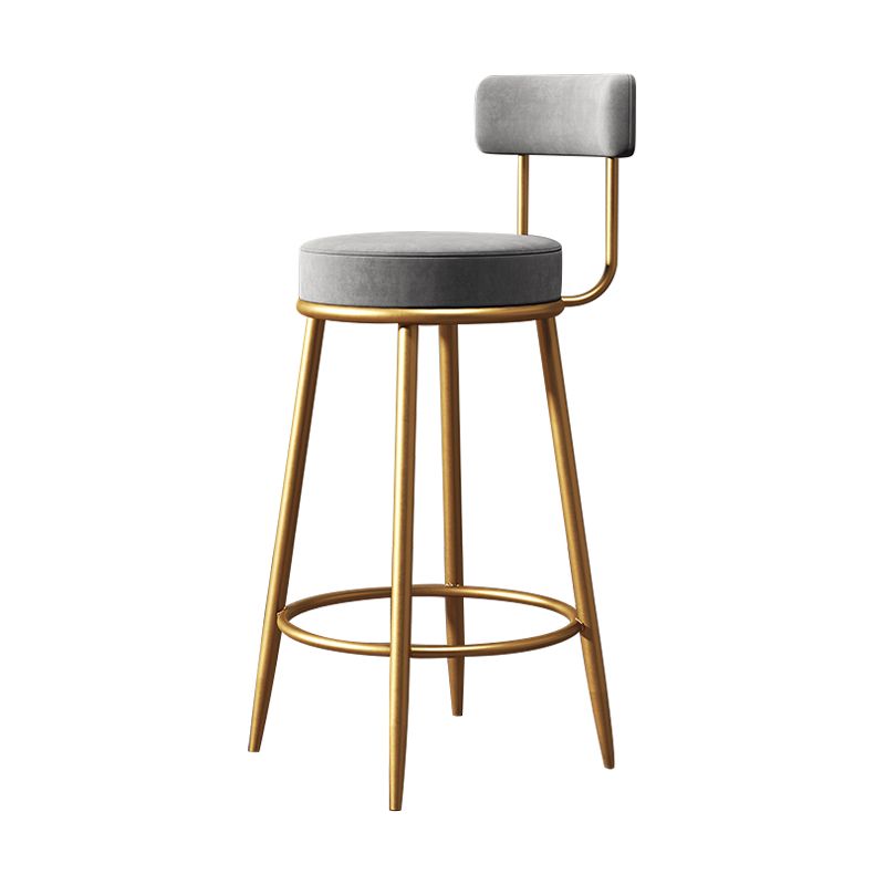 Nordic Backrest Armless Counter Stool Iron Bar Stool with Footrest and Cushion