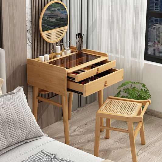 Mesa de maquillaje de tocador de madera moderna de mediados de siglo Mirada de tocador con cajones para dormitorio