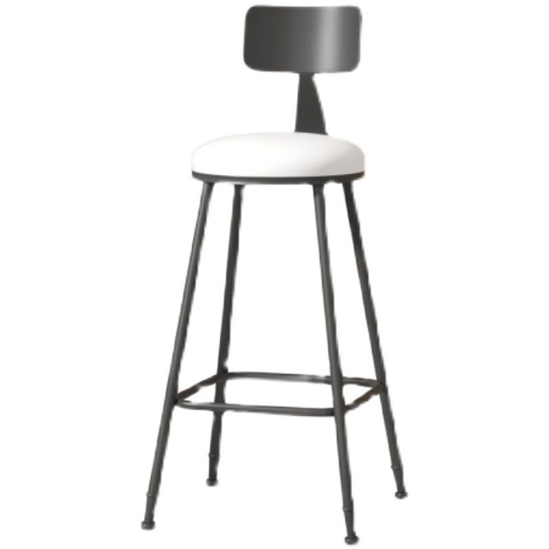 Modern Armless Backrest Counter Stool Iron Cafe Bar Stool with Leather Cushion Clearhalo 'Bar Furniture' 'Bar Stools' 'bar_stools' 'furn' 'furn_bar_stools' 'Furniture' 'furniture_bar_stools' 'Kitchen & Dining Furniture' 1200x1200_1281e6eb-f78c-437e-8a52-385130991ecf