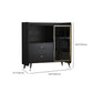 Zwarte open opbergserver Glam Wood Dining Server met 2 lades
