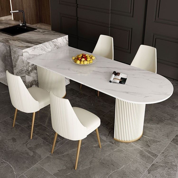 Traditional Luxury Dining Table Sintered Stone Table for Kitchen Clearhalo 'Dining Tables & Seating' 'Dining Tables' 'dining_table' 'furn' 'furn_dining_table' 'Furniture' 'Kitchen & Dining Furniture' 1200x1200_1287abaf-a6fe-4b37-9add-8cf79a90ac07