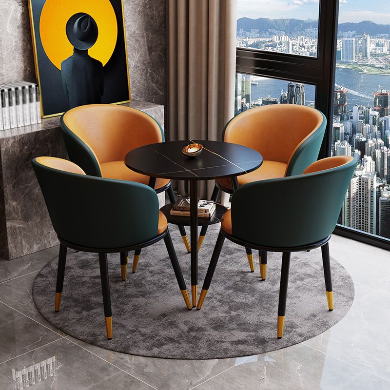 Glam Style Dining Room Set with Sintered Stone Top and 3 Legs Base Formal Table Set Clearhalo 'Dining Room Sets' 'Dining Tables & Seating' 'dining_room_set' 'furn' 'furn_dining_room_set' 'Furniture' 'furniture_dining_room_set' 'Kitchen & Dining Furniture' 'kitchen&dining_furn' 'kitchen' 1200x1200_1289bf38-b643-4d46-a41f-d83b2b1fa7be