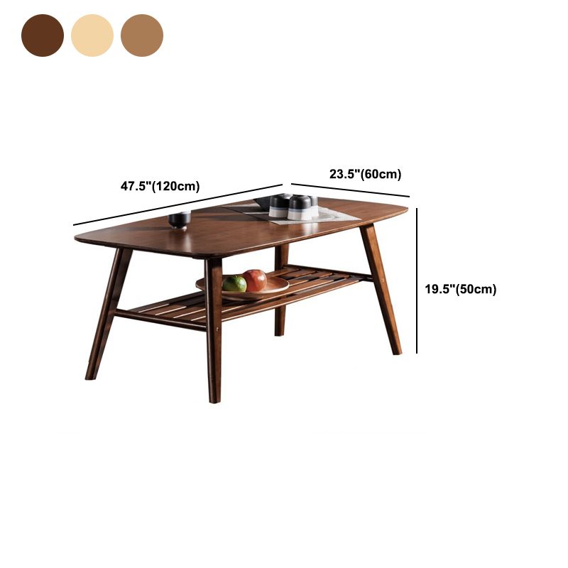 Scandinavian Rectangle Wood Coffee Table 4 Legs Cocktail Table with Shelf Clearhalo 'Coffee & Accent Tables' 'Coffee Tables' 'coffee_tables' 'furn' 'furn_coffee_tables' 'Furniture' 'Living Room Furniture' 1200x1200_128b3919-0073-4477-84c5-b3cf3b0fc7b4