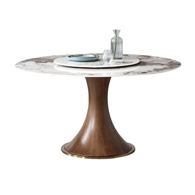 Modern Sintered Stone Dining Table Round Table with Wooden Pedestal for Restaurant Clearhalo ' dining_table' 'Dining Tables & Seating' 'Dining Tables' 'furn' 'furn_dining_table' 'Furniture' 'furniture_dining_table' 'Kitchen & Dining Furniture' 'kitchen&dining_furn' 'kitchen' 'kitchen_dining_table' 1200x1200_128b435a-10ce-4329-a6a9-19b4806f6a7e