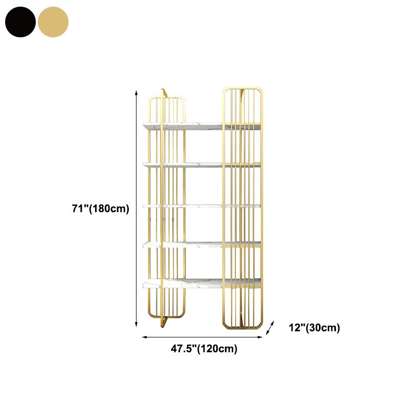 Contemporary Style Bookcase Metal Open Back Etagere Bookshelf for Home Office