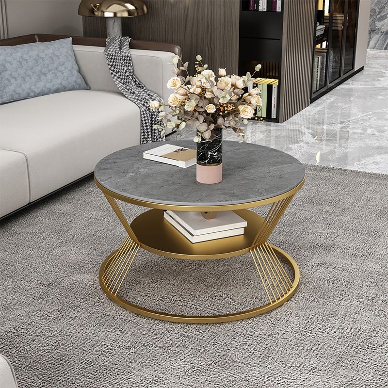 No Distressing Round Coffee Table Frame Single Coffee Table with Shelf Clearhalo 'Coffee & Accent Tables' 'Coffee Tables' 'coffee_tables' 'furn' 'furn_coffee_tables' 'Furniture' 'Living Room Furniture' 1200x1200_128d2696-f95f-4599-a108-e60e59bceb8e
