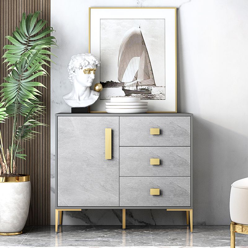 Sideboard in legno ingegnerizzato grigio moderno server da pranzo a scaffalatura regolabile per soggiorno