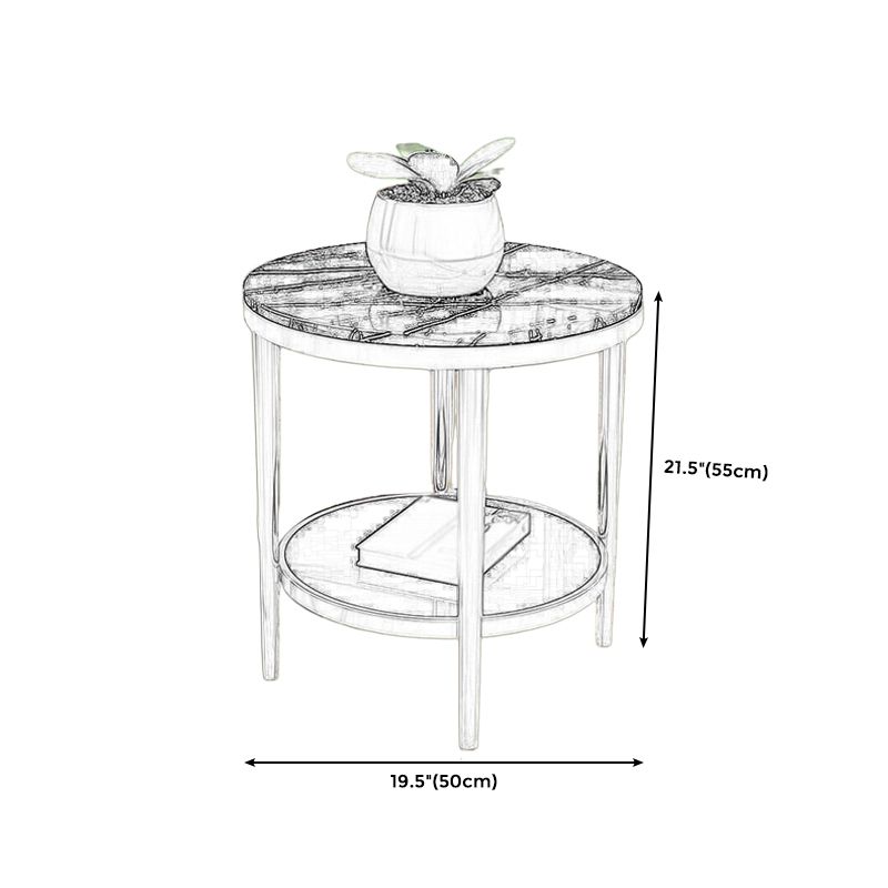 Contemporary Style Round Side End Table Metal Frame Side Table Clearhalo 'Coffee & Accent Tables' 'End & Side Tables' 'end_side_table' 'end_side_tables' 'furn' 'furn_end_side_tables' 'Furniture' 'furniture_end_side_table' 'Living Room Furniture' 1200x1200_129101e8-70c2-47e9-917a-6d1d4fd31046