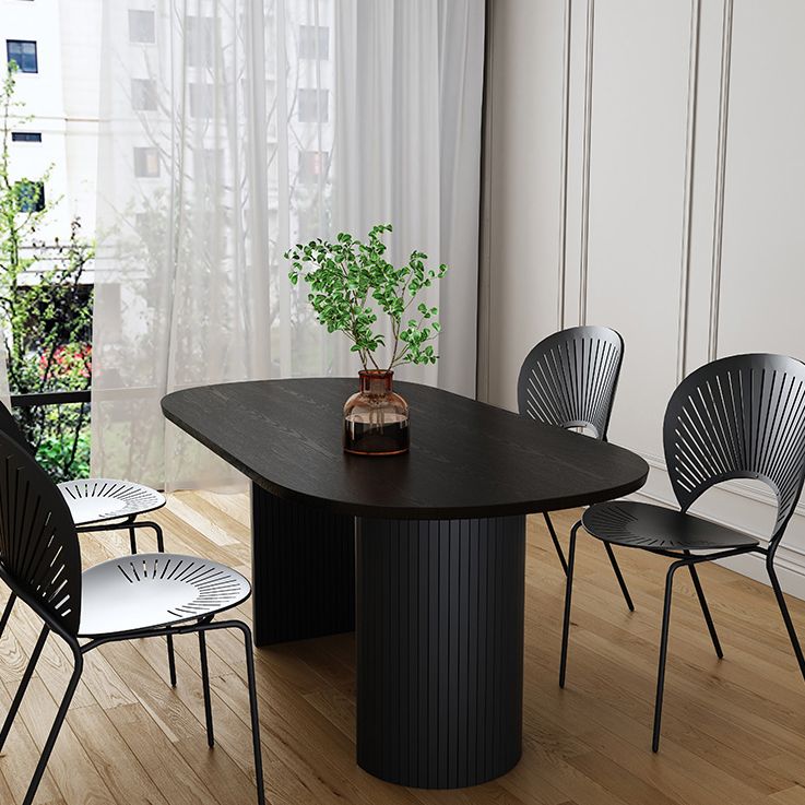 Simplicity Style Furniture Oval Double Pedestal Dining Site Table for Dining Room Clearhalo 'Dining Tables & Seating' 'Dining Tables' 'dining_table' 'furn' 'furn_dining_table' 'Furniture' 'furniture_dining_table' 'Kitchen & Dining Furniture' 'kitchen' 'kitchen_dining_table' 1200x1200_12922327-d9de-4444-a6f6-877eee86512c