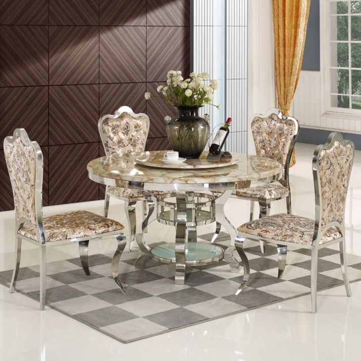 Luxury Style Marble Dining Table Single Pedestal Base Round Table for Home Clearhalo ' dining_table' 'Dining Tables & Seating' 'Dining Tables' 'furn' 'furn_dining_table' 'Furniture' 'furniture_dining_table' 'Kitchen & Dining Furniture' 'kitchen&dining_furn' 'kitchen' 'kitchen_dining_table' 1200x1200_12926967-5c92-4735-a7df-25f6b4eb52e2