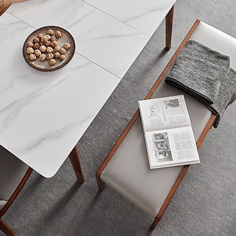 Modern Rectangle Dining Room Table Sintered Stone Extendable Kitchen Desk