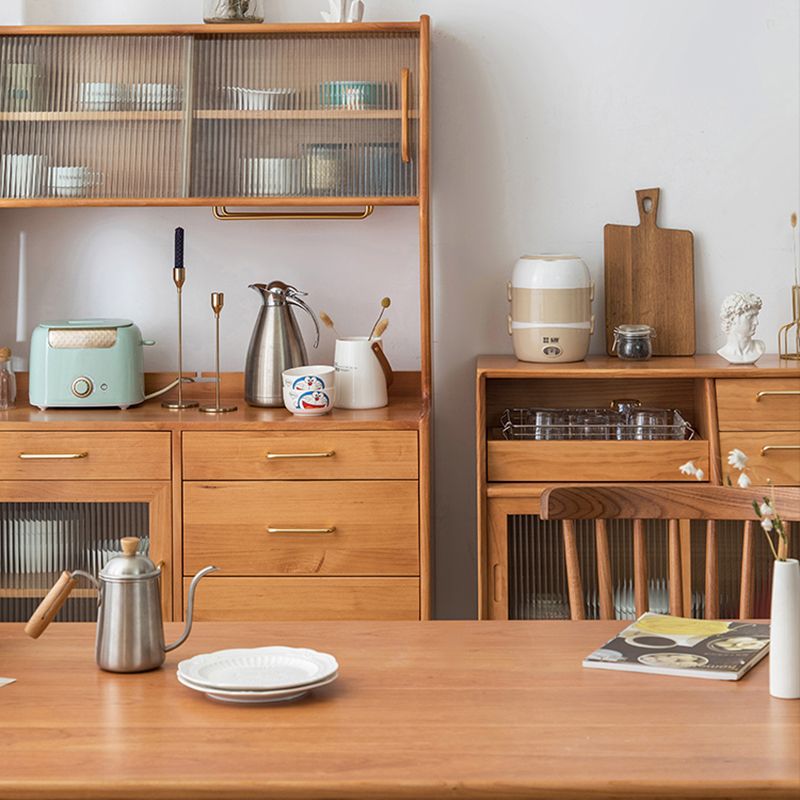 Contemporary China Cabinet Wooden Glass Doors Dining Hutch with Drawers Clearhalo 'Display & China Cabinets' 'display_china_cabinets' 'furn' 'furn_display_china_cabinets' 'Furniture' 'Kitchen & Dining Furniture' 1200x1200_12970920-be82-4890-a19c-6d487e0d94ca