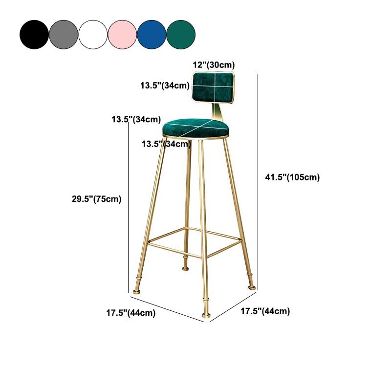 Glam Metal Barstool Velvet Gold Furniture in Matte Finish for Indoor Clearhalo 'Bar Furniture' 'Bar Stools' 'bar_stools' 'furn' 'furn_bar_stools' 'Furniture' 'Kitchen & Dining Furniture' 1200x1200_1297803f-9900-4e7a-bd24-f2d81cfbc55c