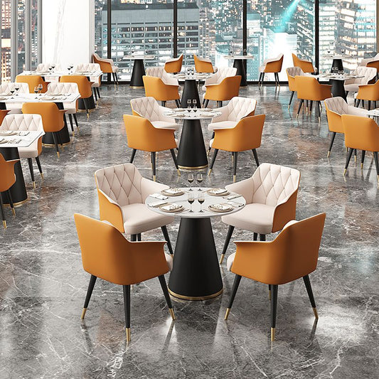 Modern Style Dining Table Sintered Stone Table with Metal Base for Dining Room