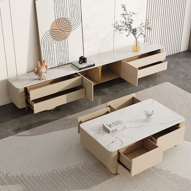 Slate Top Coffee Table with Storage Drawers and 4 Legs Rectangle Clearhalo 'Coffee & Accent Tables' 'Coffee Tables' 'coffee_tables' 'furn' 'furn_coffee_tables' 'Furniture' 'Living Room Furniture' 1200x1200_1299183b-2d47-48c6-a9a5-432dc8af2246