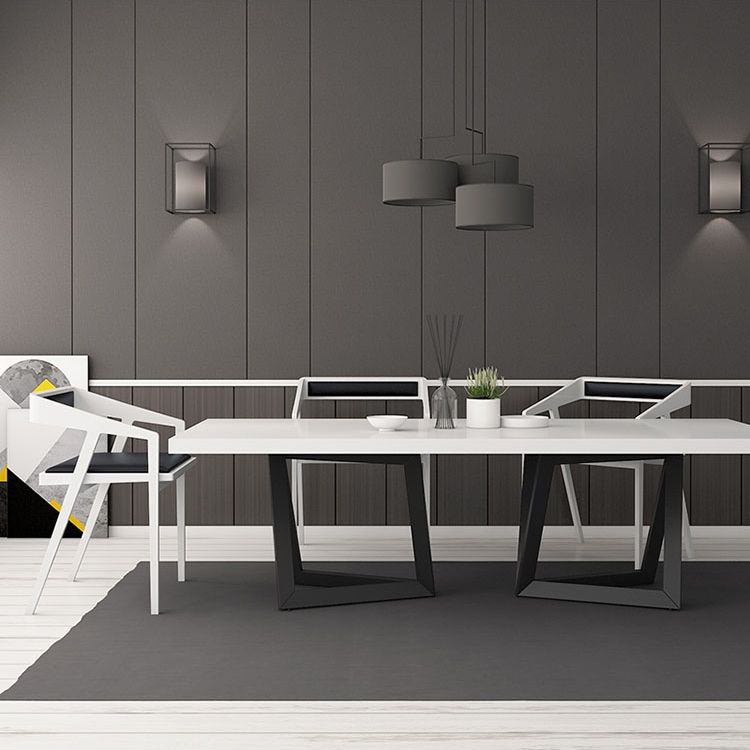 Rectangle Industrial Style Dining Table White Top Fixed Table with Solid Wood Clearhalo ' dining_table' 'Dining Tables & Seating' 'Dining Tables' 'furn' 'furn_dining_table' 'Furniture' 'furniture_dining_table' 'Kitchen & Dining Furniture' 'kitchen&dining_furn' 'kitchen' 'kitchen_dining_table' 1200x1200_12995185-c217-4b88-b1d0-68724e1999b0