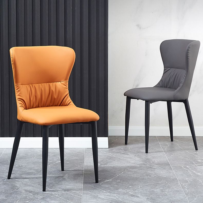 Industrial Metal Dining Room Chairs Armless Faux Leather Dining Chairs for Home Use Clearhalo ' kitchen&dining_furn' 'Dining Chairs' 'Dining Tables & Seating' 'dining_chair' 'furn' 'furn_dining_chair' 'Furniture' 'furniture_dining_chair' 'Kitchen & Dining Furniture' 'kitchen' 1200x1200_129a39ec-d47c-4dd4-8797-3a1b442c3b29