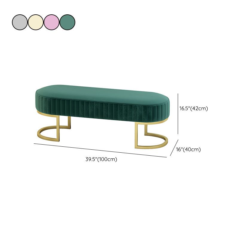 Contemporary Upholstered Bench Oval 16.5" Height Bedroom Bench with Metal Legs Clearhalo 'Benches' 'Chairs & Seating' 'furn' 'furn_benches' 'Furniture' 'Living Room Furniture' 1200x1200_129be2a1-752d-40dc-81c9-ff61740e75b2