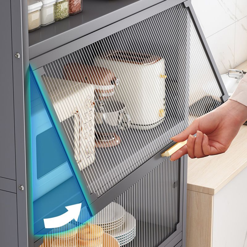 Modern Style Kitchen Server Glass Doors Metal Frame Server for Living Room Clearhalo 'buffet_sideboard' 'Buffets & Sideboards' 'furn' 'furn_buffet_sideboard' 'Furniture' 'furniture_buffet_sideboard' 'Kitchen & Dining Furniture' 1200x1200_129d441a-9e20-40ec-8682-9a8063c165d8