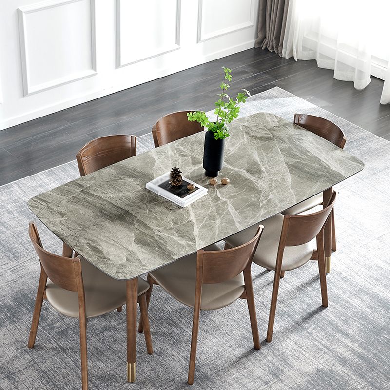Glam Sintered Stone Standard Dining Table Gray Rectangle Shape Dining Table for Kitchen Clearhalo ' dining_table' 'Dining Tables & Seating' 'Dining Tables' 'furn' 'furn_dining_table' 'Furniture' 'furniture_dining_table' 'Kitchen & Dining Furniture' 'kitchen&dining_furn' 'kitchen' 'kitchen_dining_table' 1200x1200_12a17712-8b5e-4b8e-a566-d98a55536390