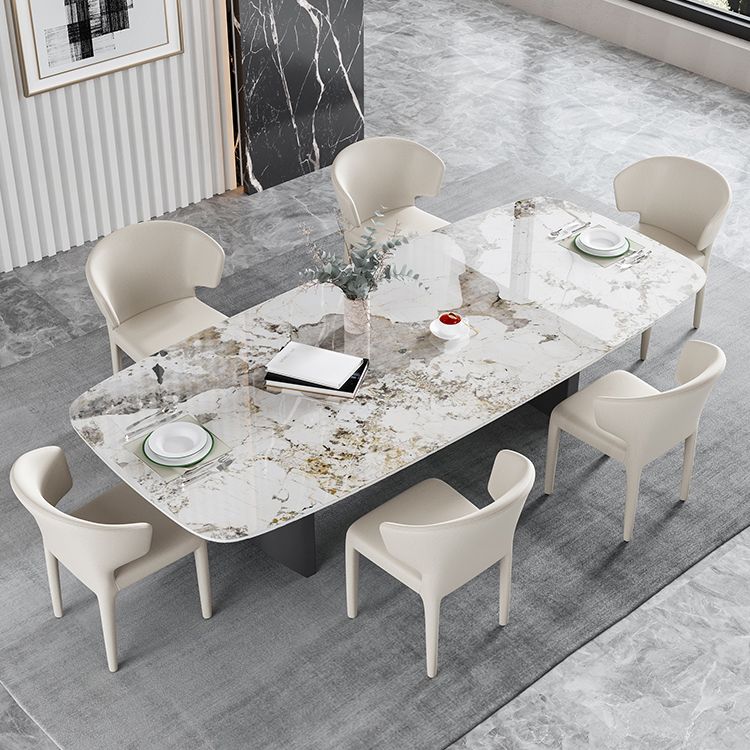 Modern 1/4/5/7 Pieces Rectangle Dining Set Sintered Stone Dining Table with Chairs Clearhalo 'Dining Room Sets' 'Dining Tables & Seating' 'dining_room_set' 'furn' 'furn_dining_room_set' 'Furniture' 'furniture_dining_room_set' 'Kitchen & Dining Furniture' 1200x1200_12a17f52-fc14-4e1d-ab52-cc58b81cba0e