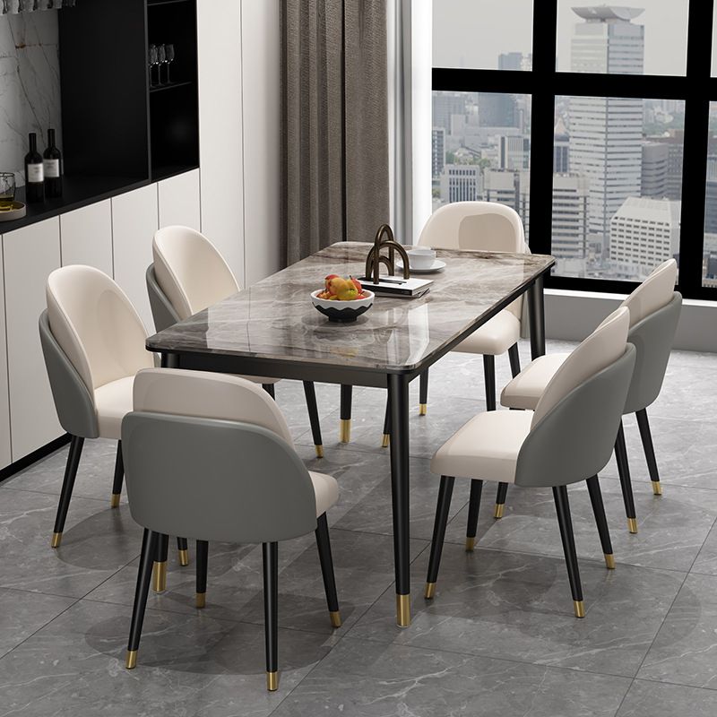 Minimalist 1/2/5/7 Pieces Furniture Stone Rectangle Dining Table Set for Home Clearhalo 'Dining Room Sets' 'Dining Tables & Seating' 'dining_room_set' 'furn' 'furn_dining_room_set' 'Furniture' 'Kitchen & Dining Furniture' 1200x1200_12a20152-2aac-4a16-bd39-2daa7e2a8e75