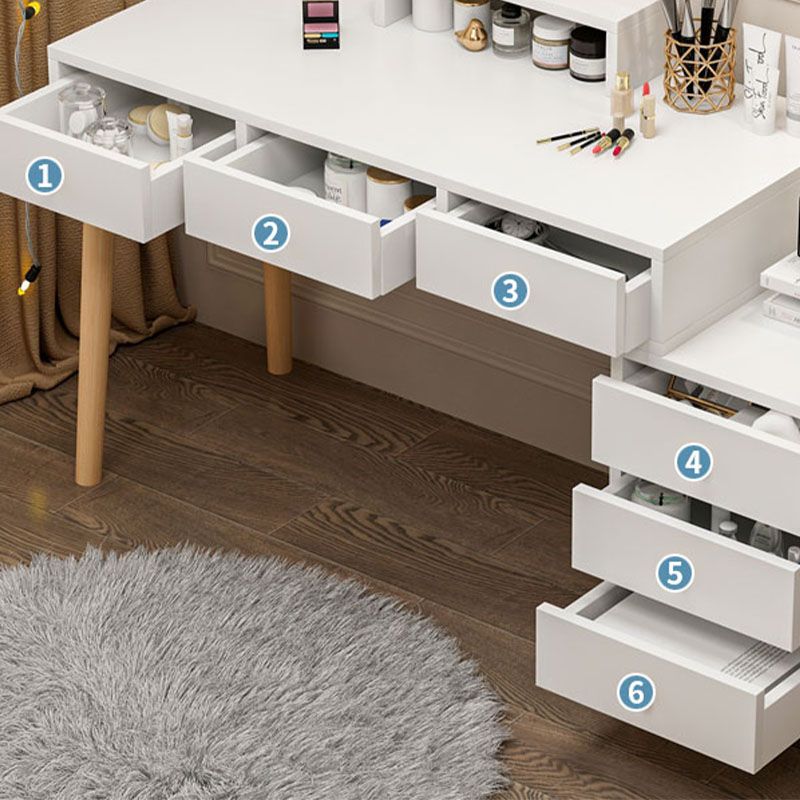 Mesa de tocador de madera y metal con acento de taburete 5/6 cajones de maquillaje